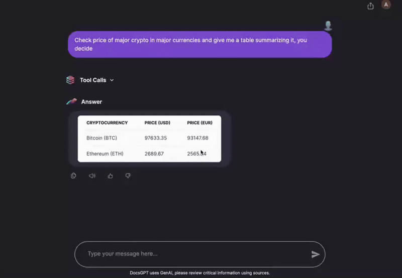 AI Tools menu and AI doing API requests